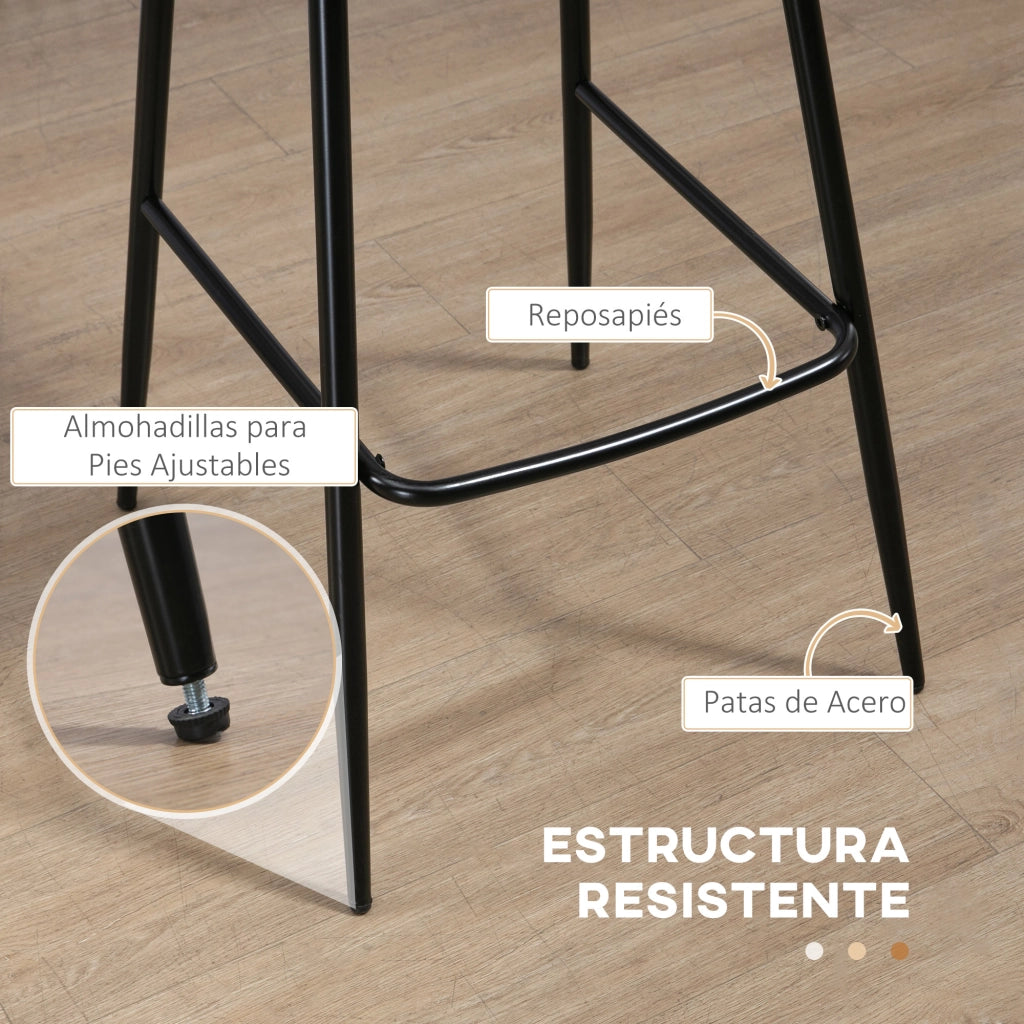 Sgabelli da Bar con Schienale Imbottito ¨C Minimal ¨C Marrone 2 Pezzi