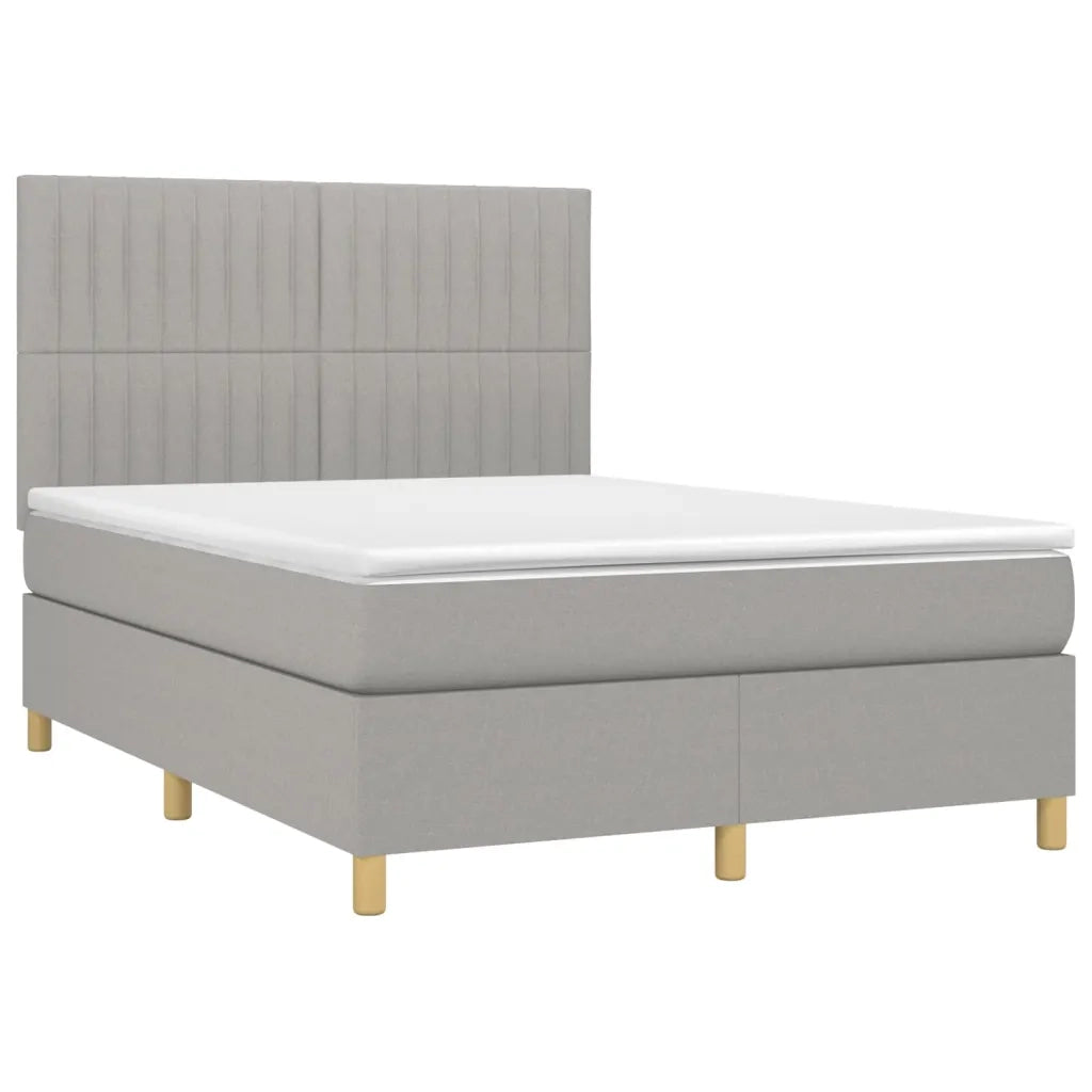 Giroletto a Molle con Materasso Grigio Chiaro 140x200cm Tessuto 3142497