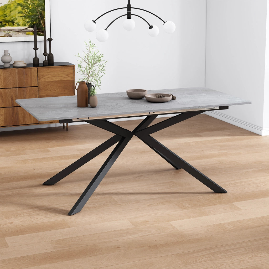 TAVOLO ALLUNGABILE 150/180 x 70 x 76 cm MDF Nero e Grigio