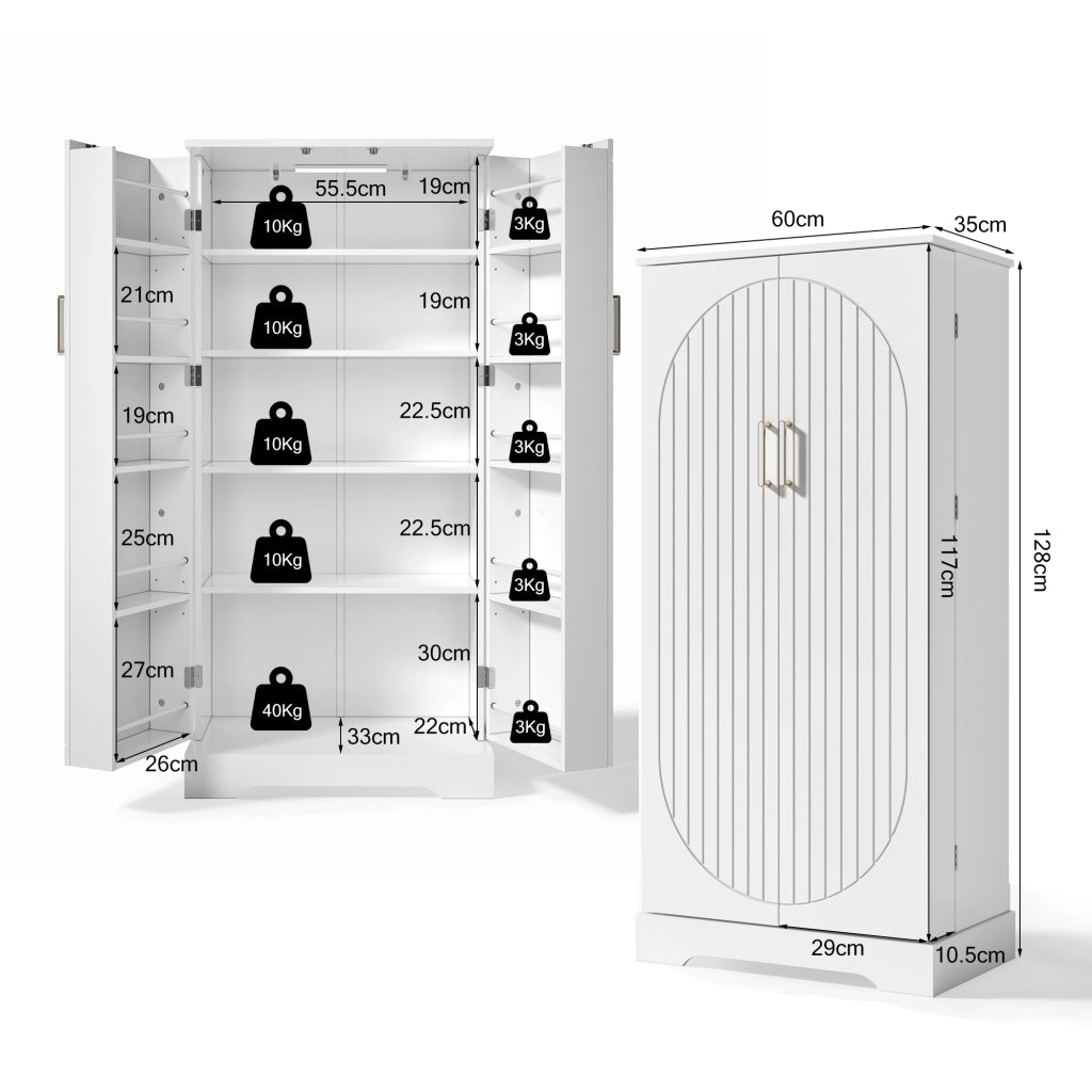 ARMADIO CUCINA 60x35x128 cm Bianco con luce LED a sensore