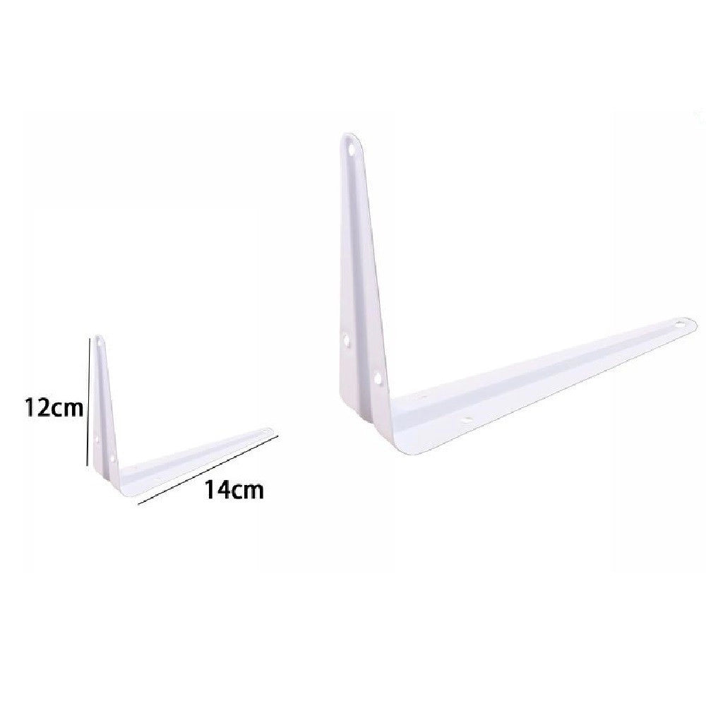 Trade Shop - 2pz Reggimensola Supporto Staffa Triangolare Mensola Metallo 12x14cm Bianca 07908 -