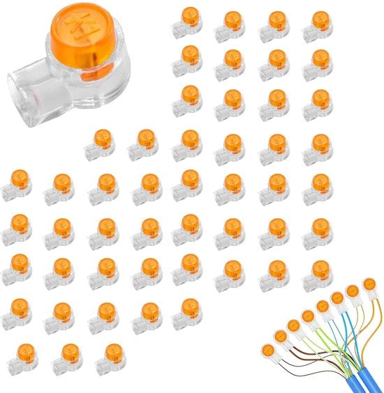 Connessioni cavi 120 pezzi - Connettori idrorepellenti - Tipo K1 per cavi telefonici - Adatti per apparecchi domestici - Facili da utilizzare - Colore trasparente - Connettore