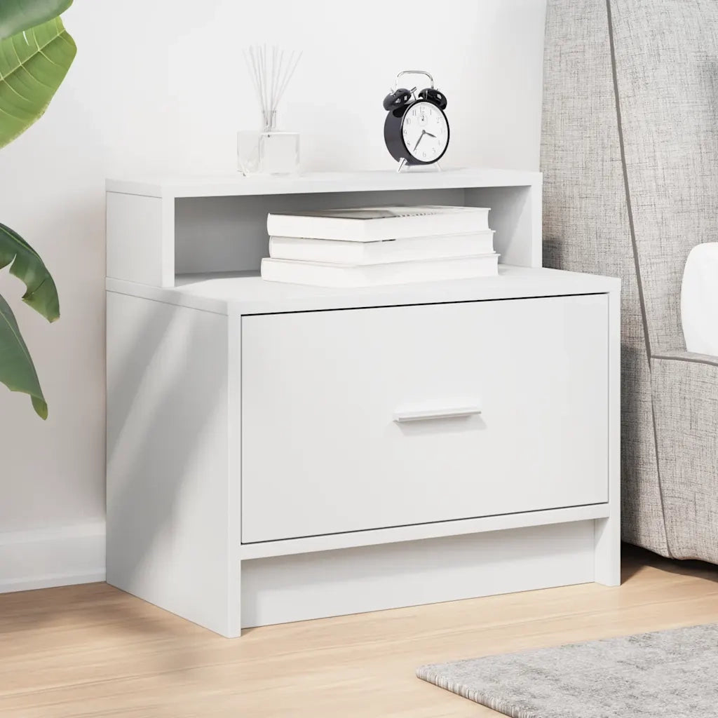 Comodino | Armadio da Notte | Mobiletto da notte con Cassetto Bianco 51x31x47 cm