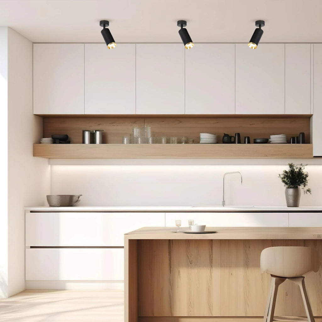Spot soffitto moderno nero oro tondo orientabile GU10