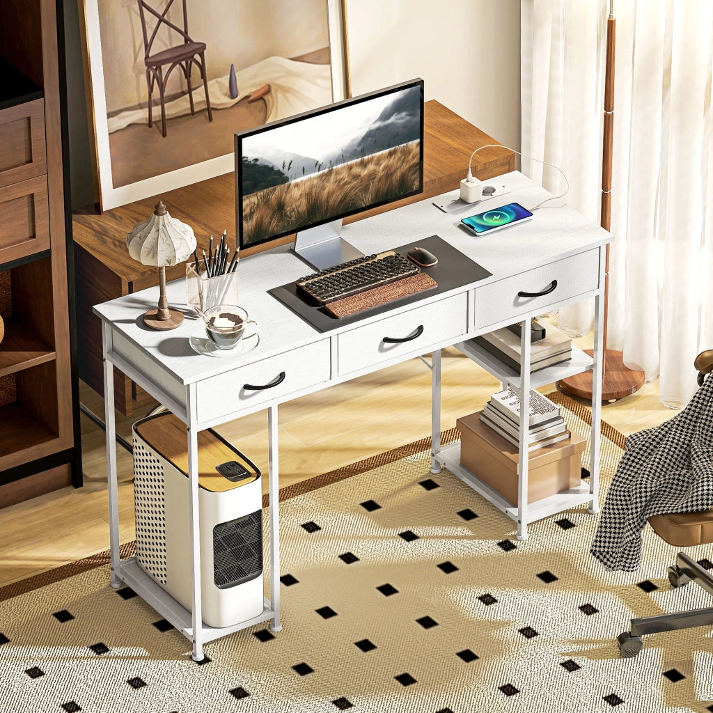 Scrivania con USB e presa ¨C Minimal ¨C 120x40x76 cm bianco