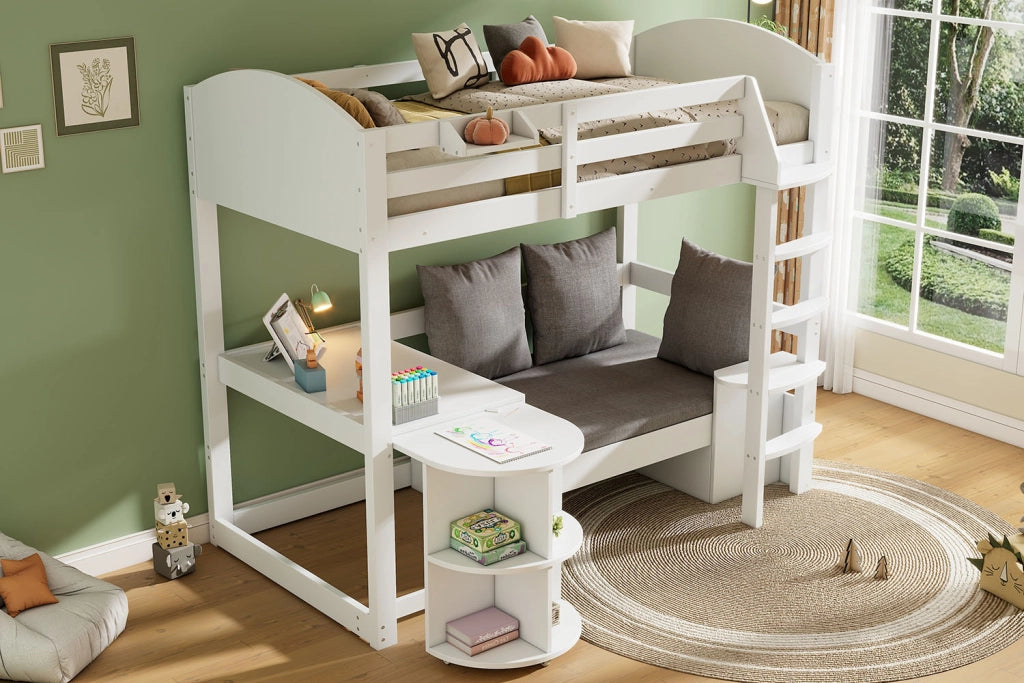 Letto a castello funzionale in legno massello 90x200 cm