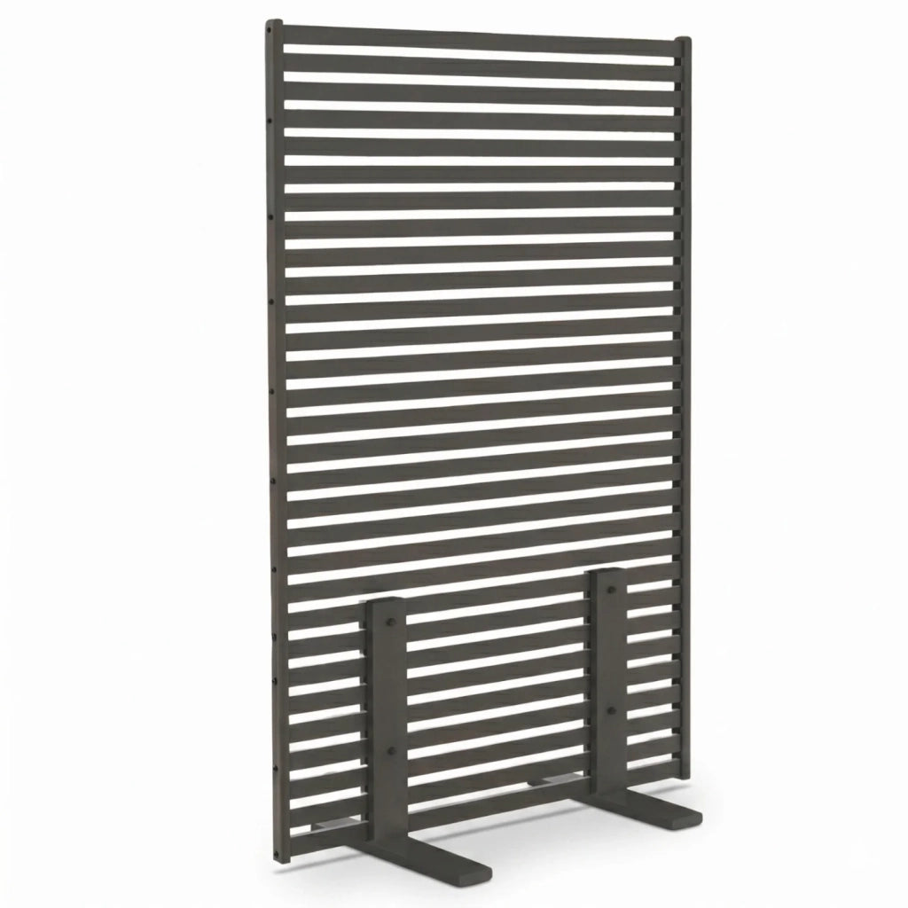 IDMarket - Paravento decorativo traforato 80 x 150 cm con lamelle orizzontali in metallo grigio antracite