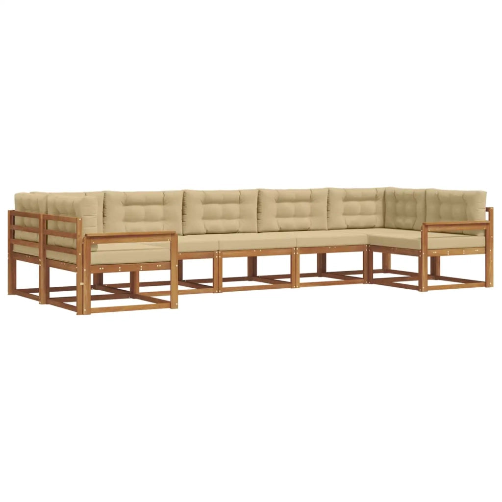 Set di divani da esterno con cuscino 7 pcs Naturale e Beige 3368096