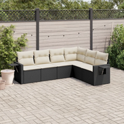 Set Divano da Giardino 6 pz con Cuscini Nero in Polyrattan 3220205