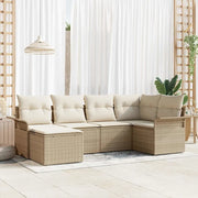 Set Divano da Giardino con cuscino 6 pcs Beige polyrattan 3345431
