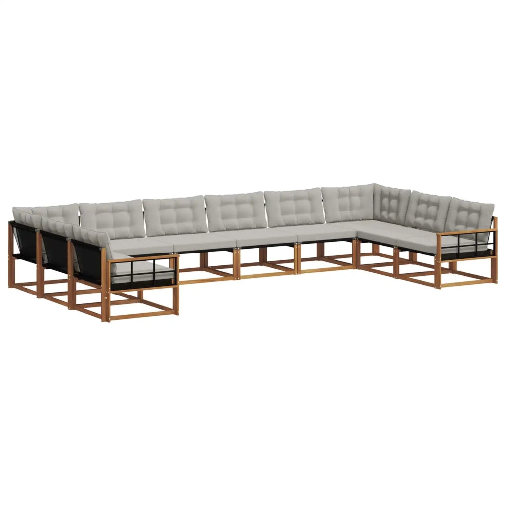 Set di divani da esterno 10 pcs Grigio Naturale e Chiaro 3369894