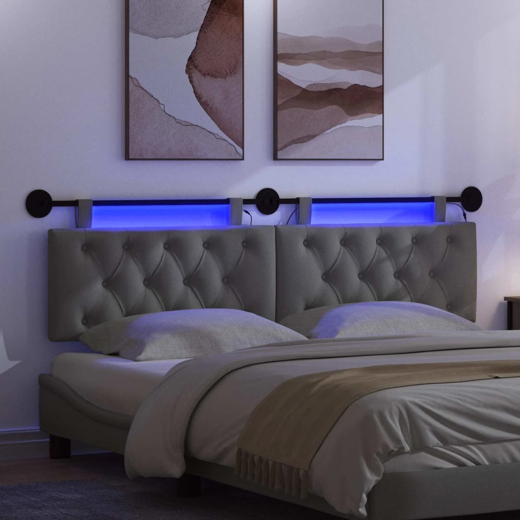 Testiera | Testata sospesa Con luce LED Grigio Scuro Tessuto