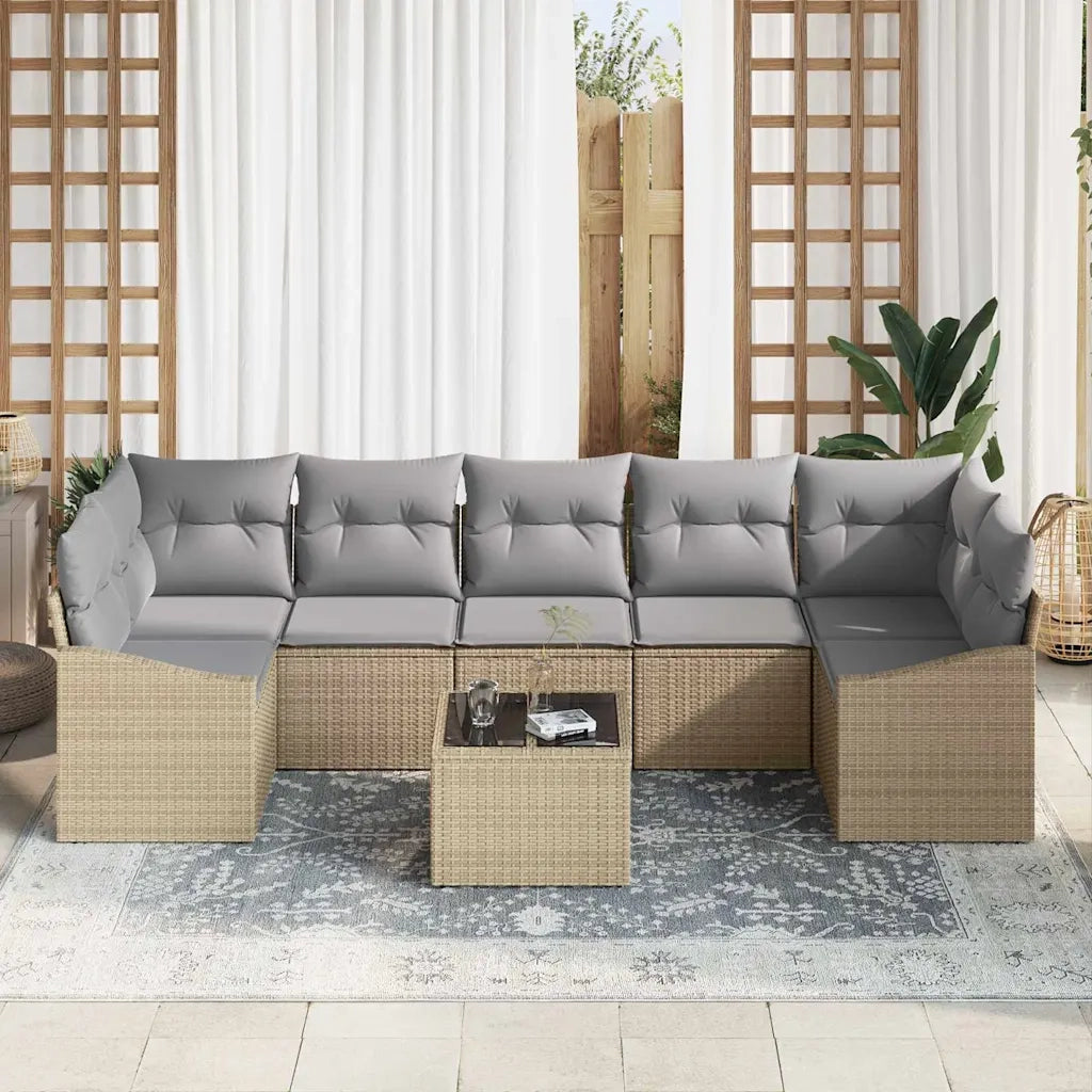Set di divani Beige e Grigio Chiaro 55 x 55 x 37 cm polyrattan 3346640