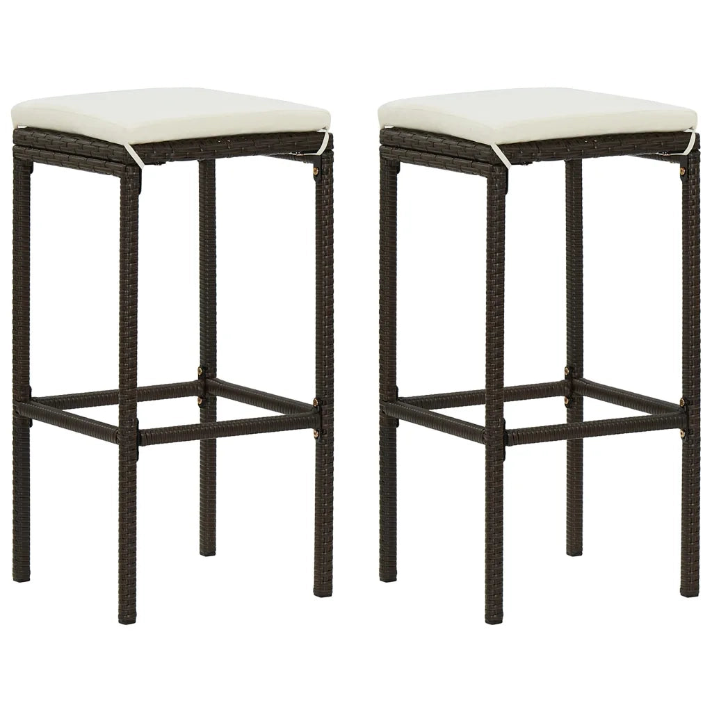 Set Bar da Giardino 3 pz con Cuscini Polyrattan Marrone 3064816