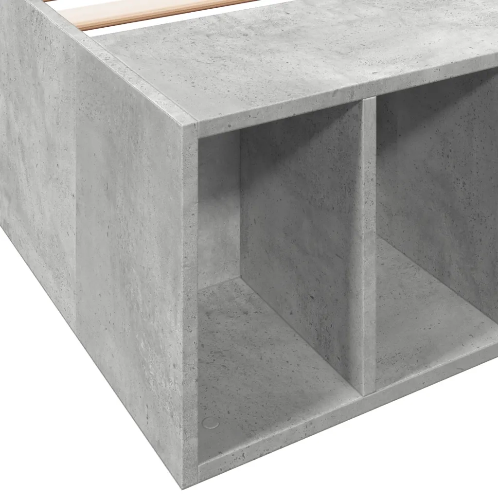 Letto singolo | Letto per adulti | Giroletto Grigio Cemento 75x190 cm in Legno Multistrato