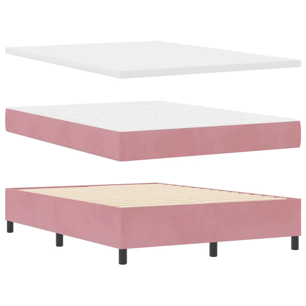 Letto a molle con testiera Rosa 190 x 140 cm Velluto 3340981