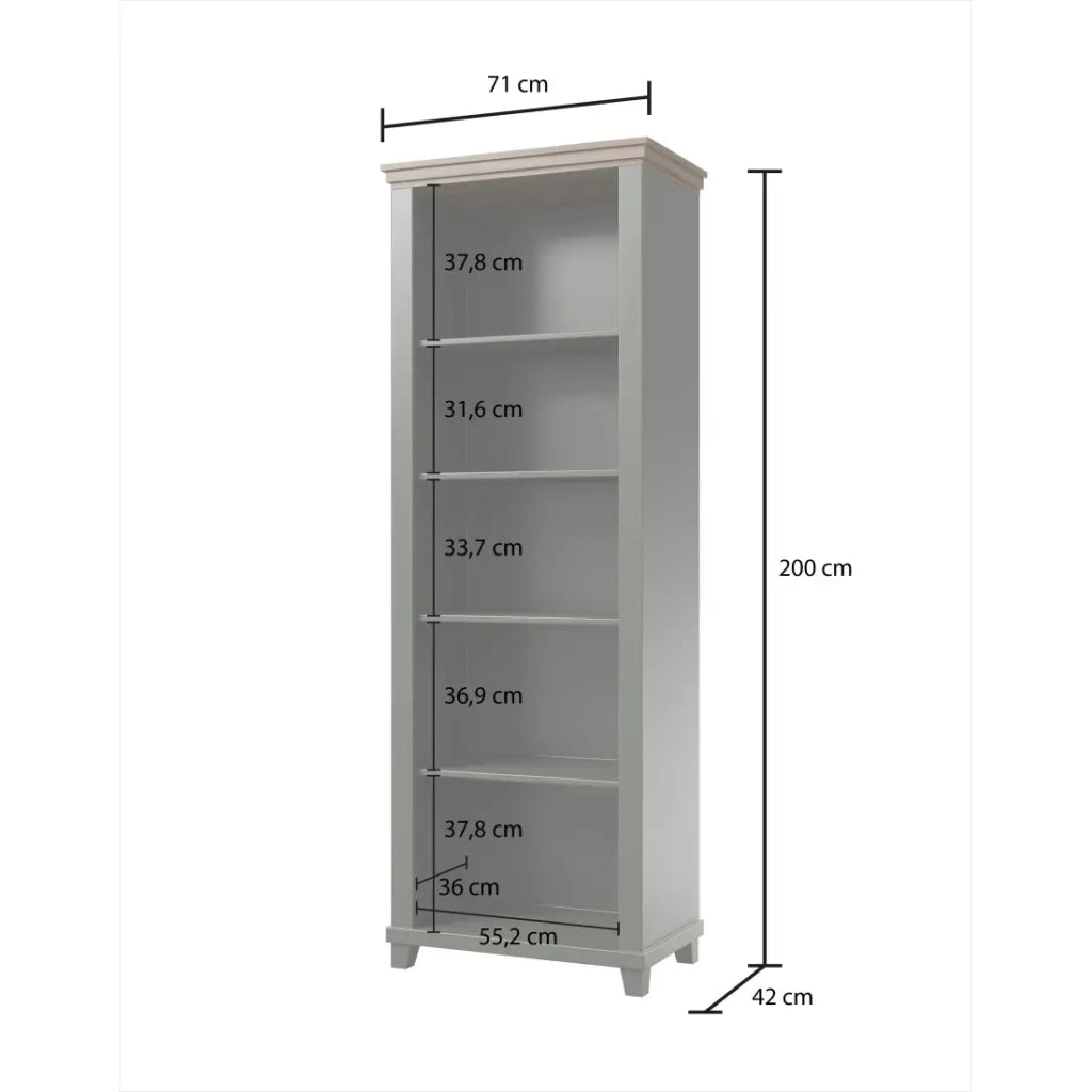 Biblioteca ASSIA verde scuro e legno 71 cm - 5 nicchie aperte - Eleganza sobria e design