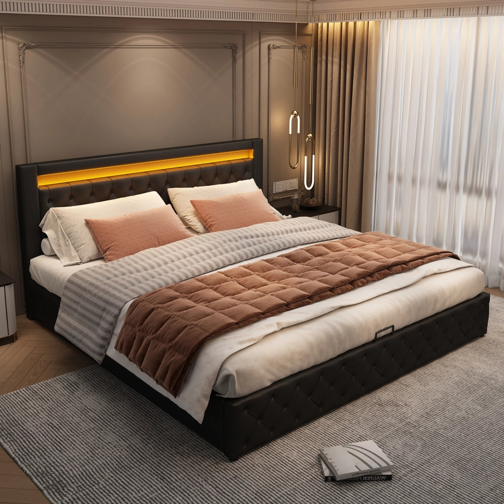 letto imbottito pu nero 162 x 207 cm