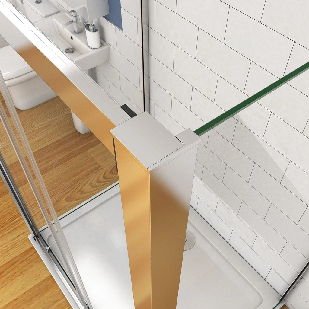 185 cm Box Doccia a Tre Lati Porta Scorrevole con Doppia Parete Fissa Vetro Temperato 5 mm Trasparente Telaio Cromato Lucido 80x170x80 cm