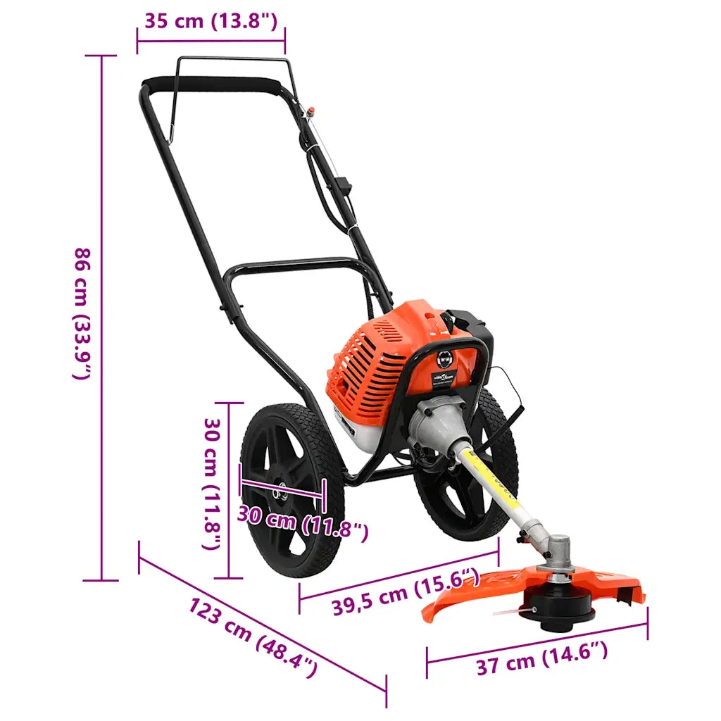 vidaXL Decespugliatore con Ruote Arancione 52 cc 1,45 kW