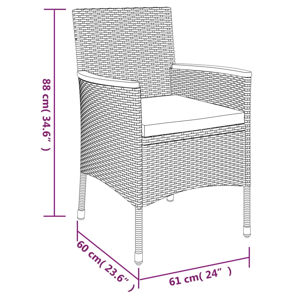 Set da Pranzo da Giardino 5 pz con Cuscini in Polyrattan Grigio 3187366