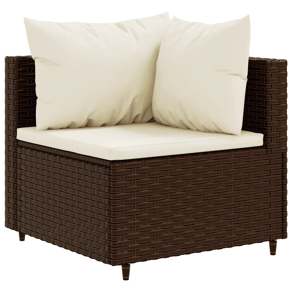 Set Mobili da Giardino 4 pz con Cuscini in Polyrattan Marrone