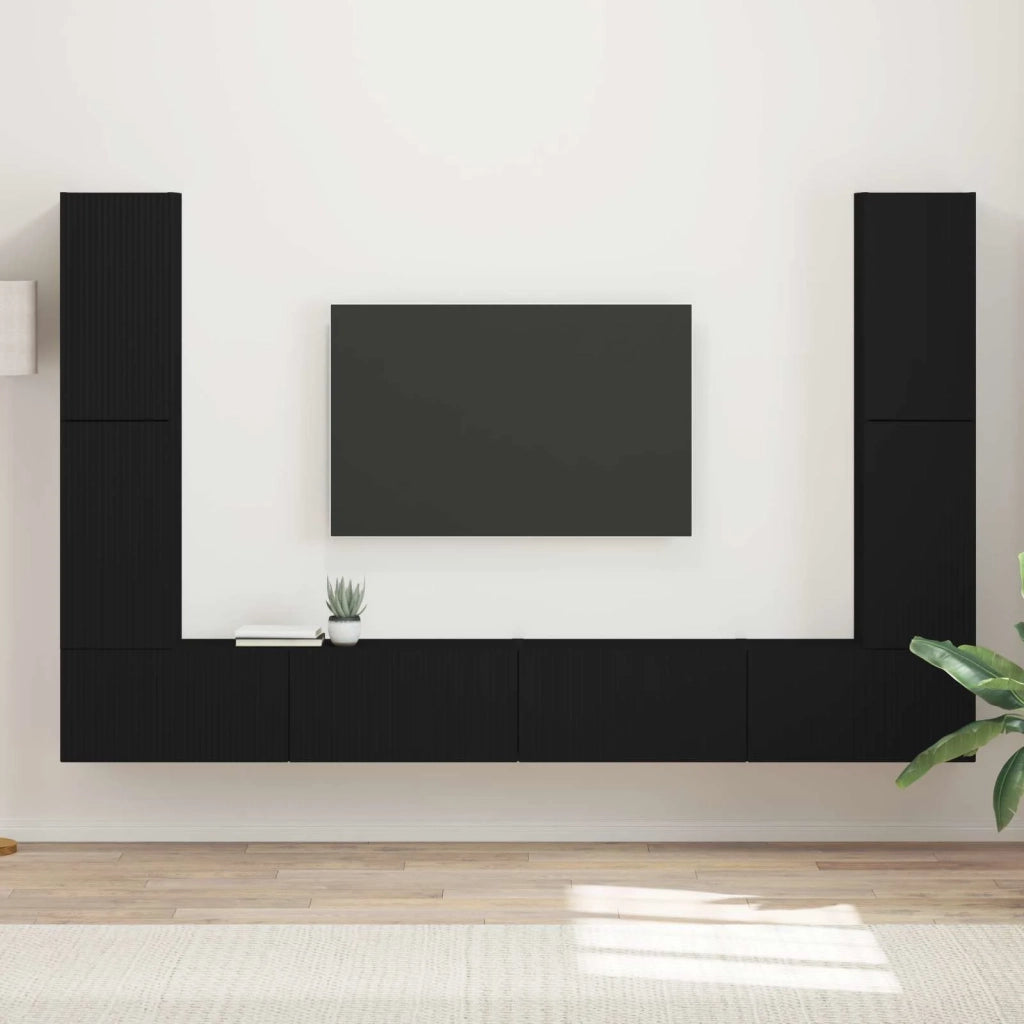 Set mobile TV 8 pcs Nero Legno multistrato
