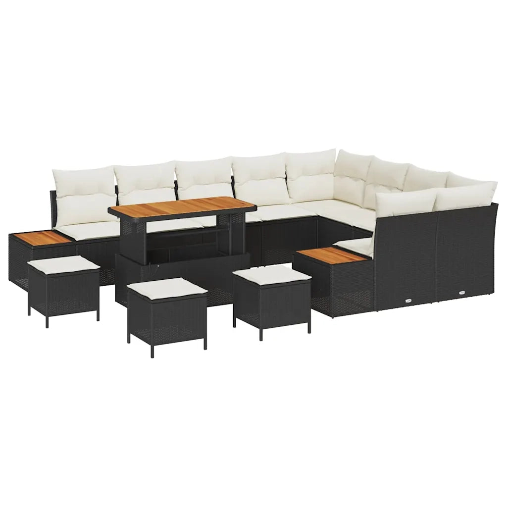 Set Divano da Giardino 13 pcs Nero polyrattan