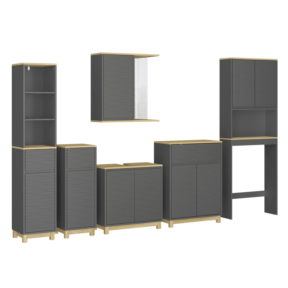 Vicco Set di mobili da bagno Antracite/quercia 6 parti