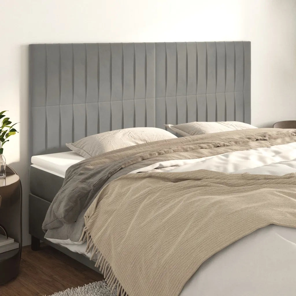Testiera | Testata Grigio Chiaro 160x5x118/128 cm Velluto