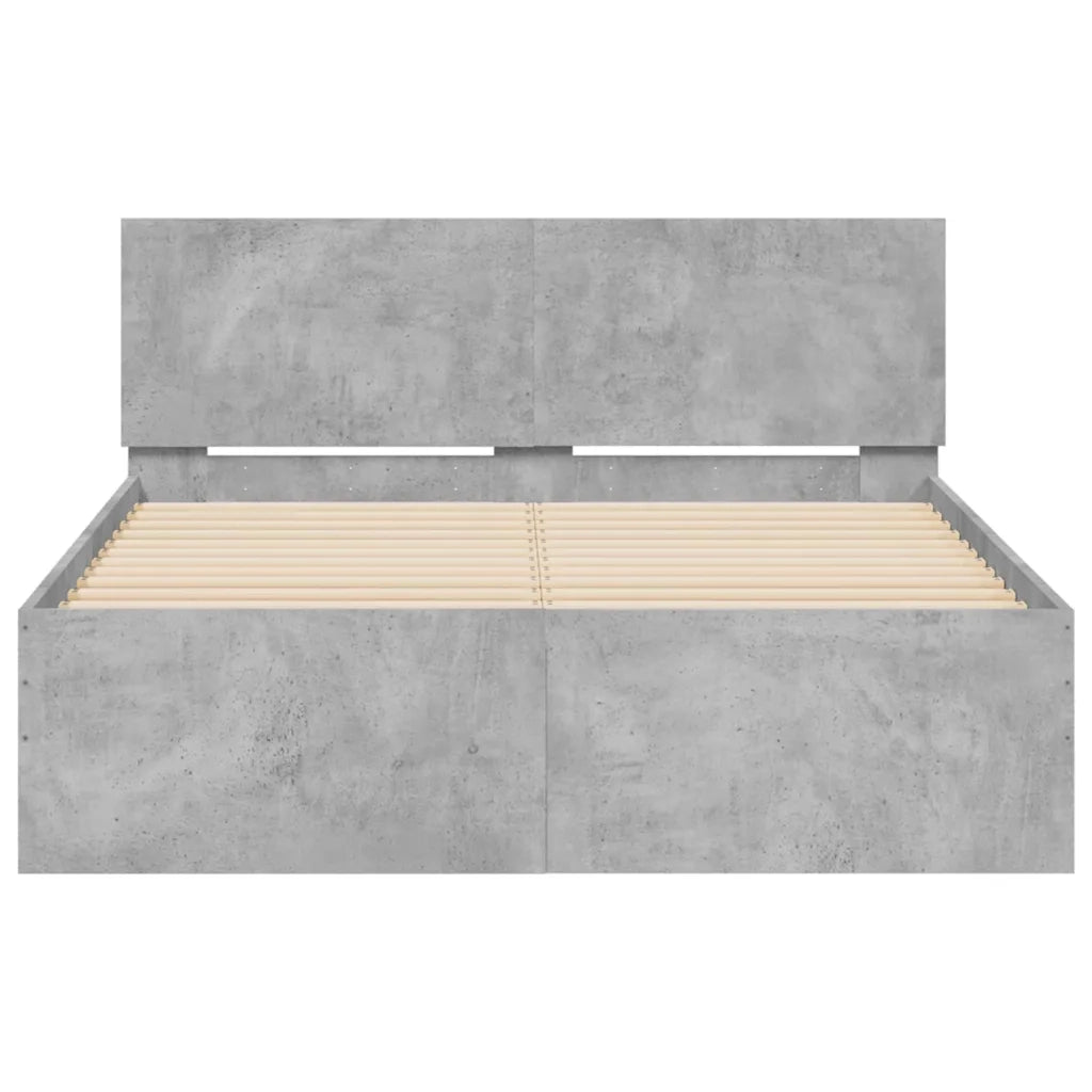 Giroletto con Testiera e LED Grigio Cemento 135x190 cm 3207633