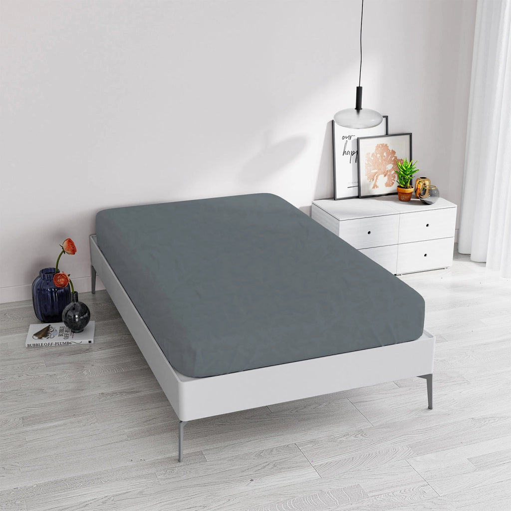 Lenzuola Sotto Matrimoniale  Linea Water Washed Grigio Chiaro