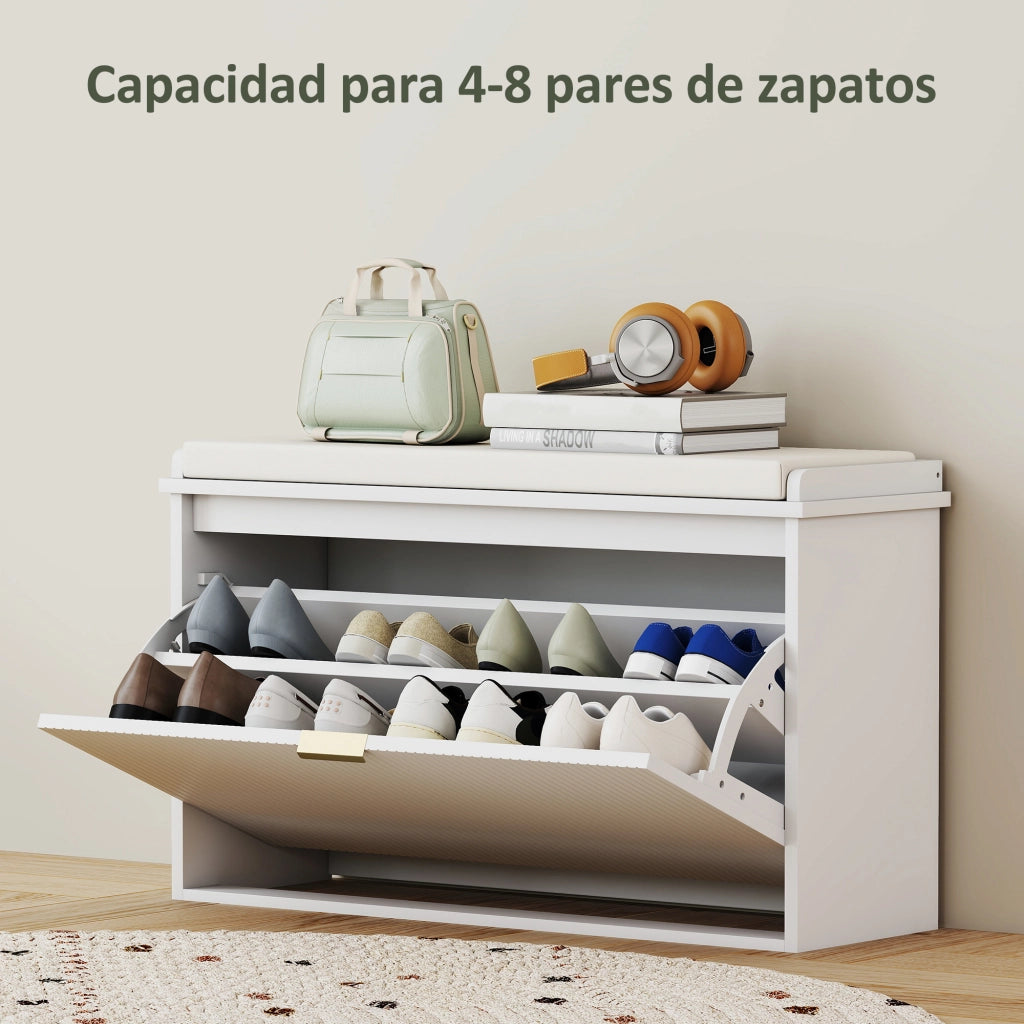 Panca con cassetto e appendiabiti ¨C Minimal ¨C 80x26x47,5 cm bianco