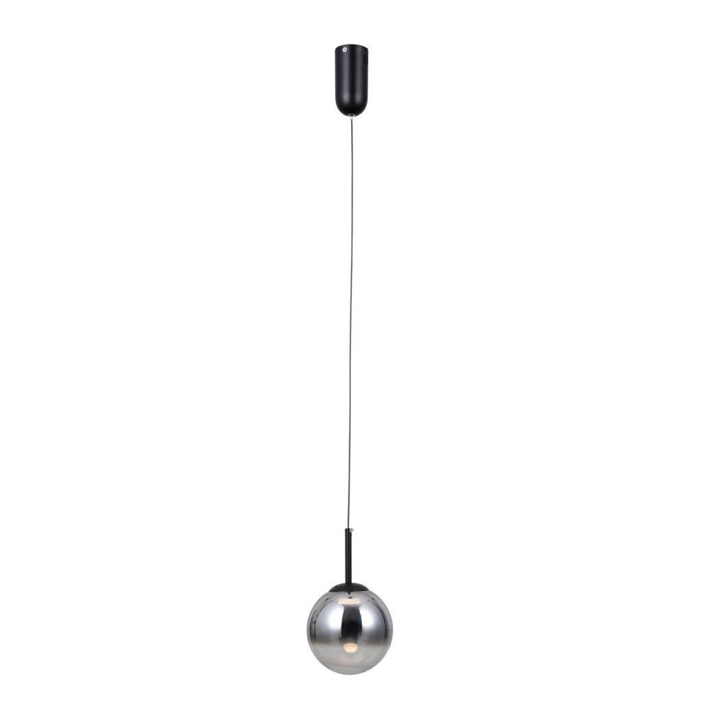 Lampada sospensione moderna nera sfera fumé Ø15 LED 5W