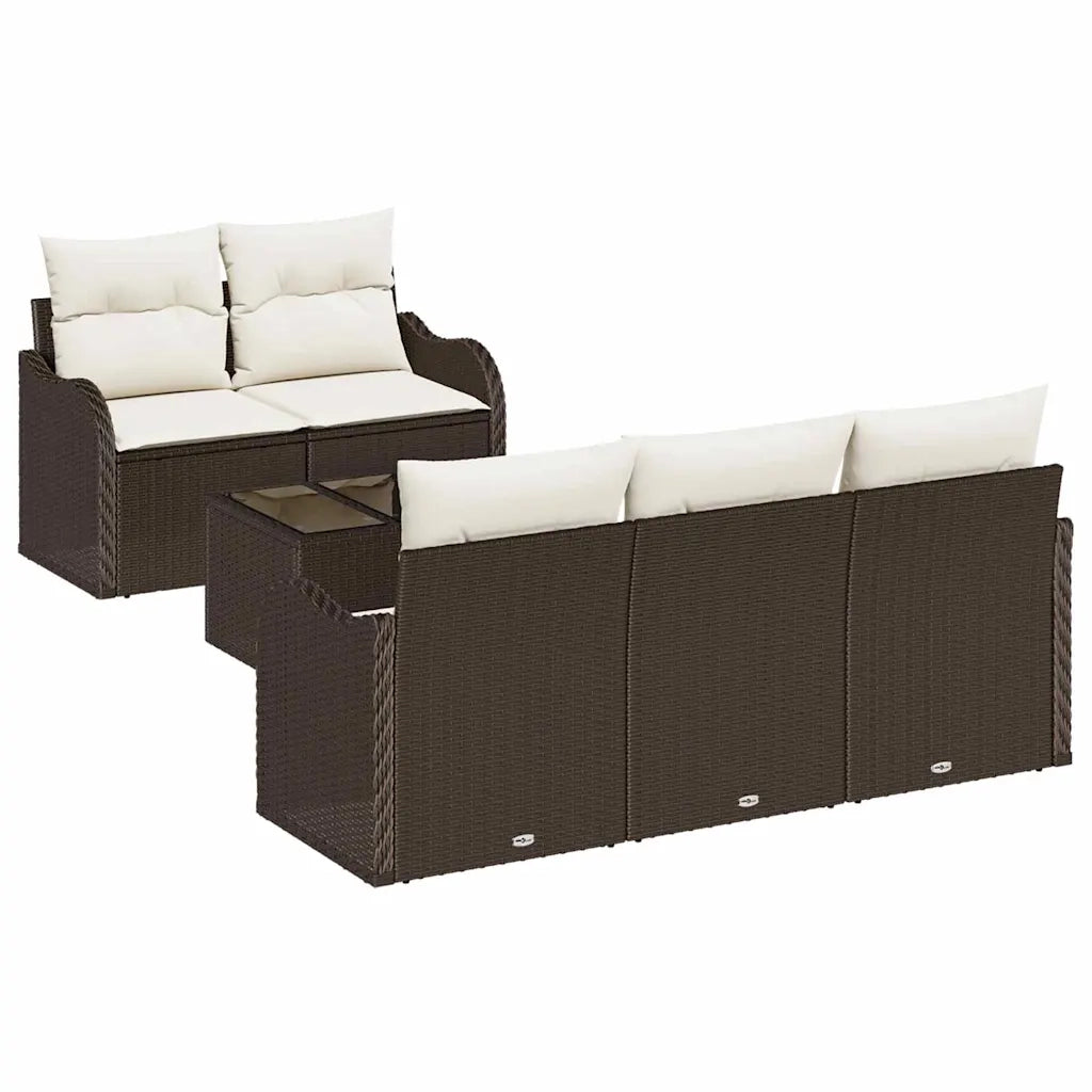 Set Divano da Giardino con cuscino 6 pcs Marrone e Crema 3354247