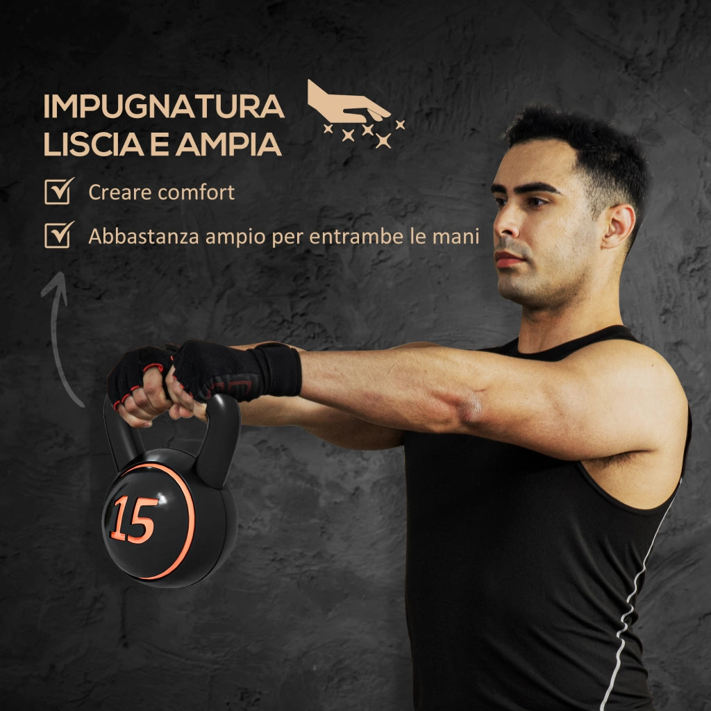 Set Kettlebell Palestra 2,2- 4,5-6,8 kg con Base e Supporto in Plastica Nero
