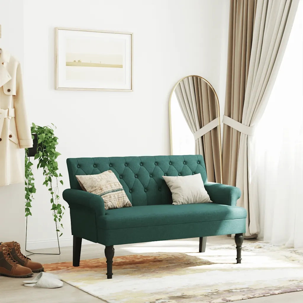 Panca con Schienale-Divano Sedia Verde Scuro 120x62x75,5 cm in Tessuto