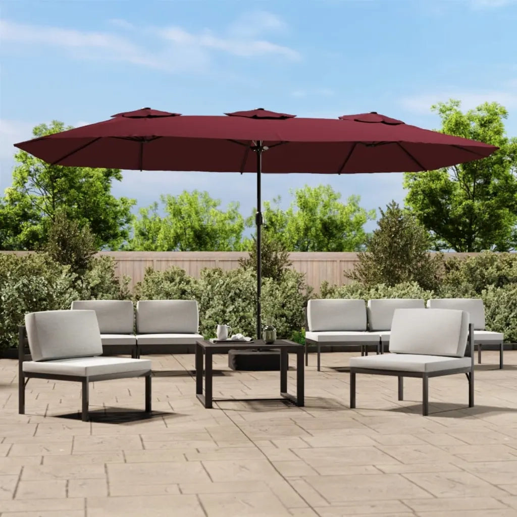 Ombrellone da Giardino a Doppia Testa Rosso Bordeaux 449x265 cm 362949