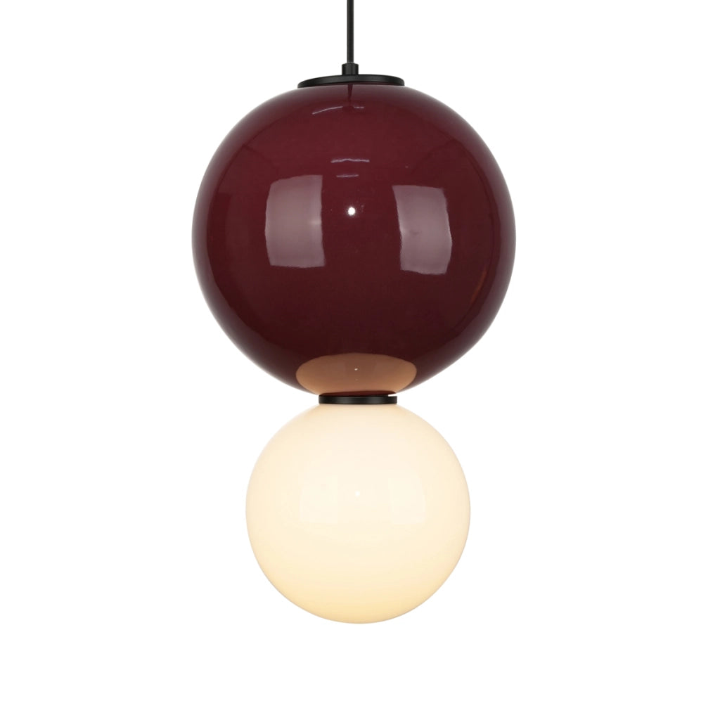 Sospensione moderna bordeaux/bianca 2 sfere Ø25 LED7W Italux