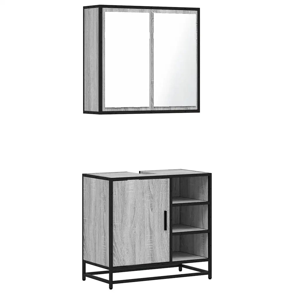 Set Mobili da Bagno 2 pz Grigio Sonoma in Legno Multistrato 3300908