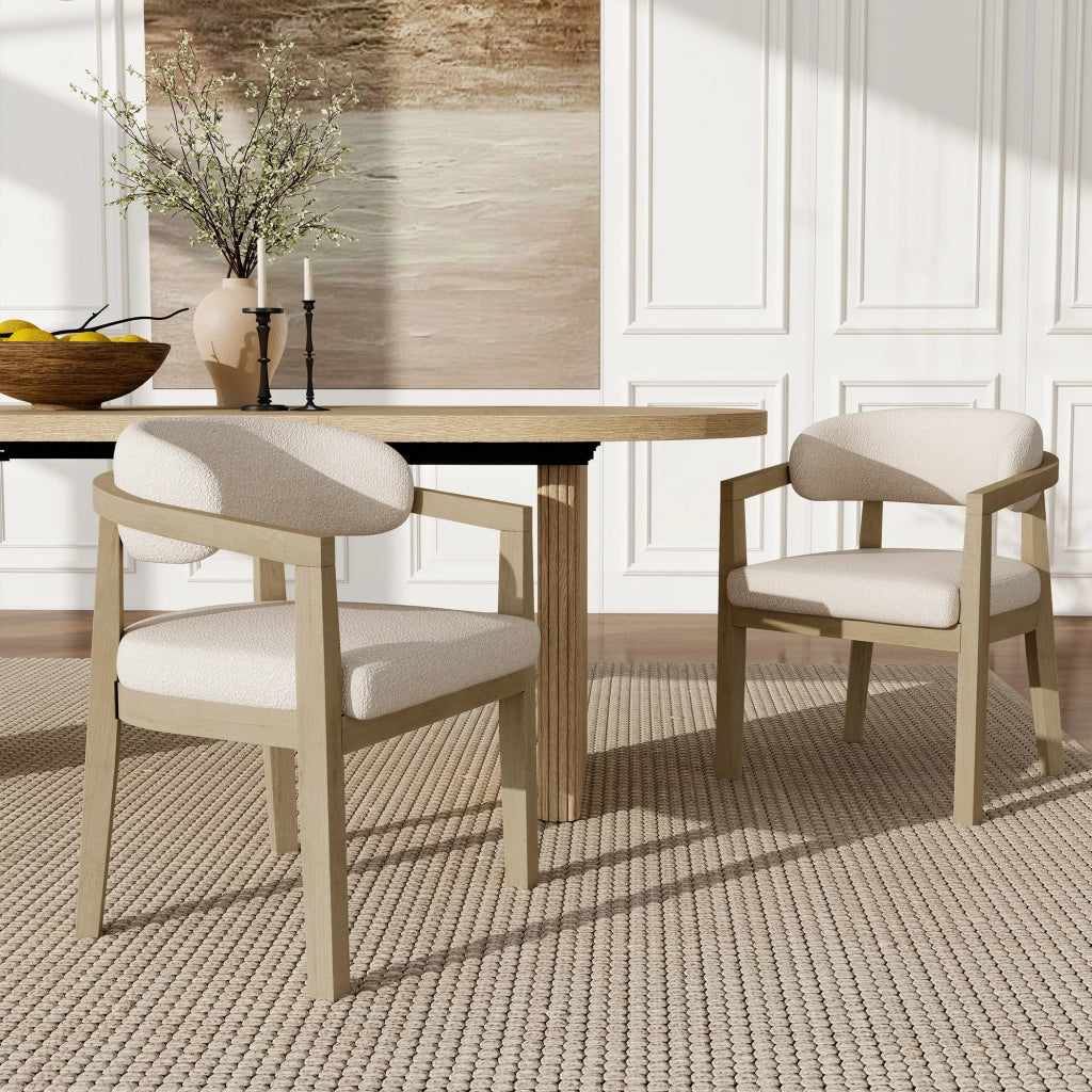 2 Sedie da pranzo in legno massello - Zephmum- Comode traspiranti stile moderno boucle