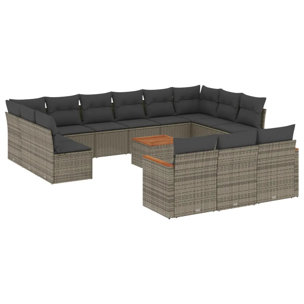Set Divani da Giardino 14pz con Cuscini in Polyrattan Grigio 3258868