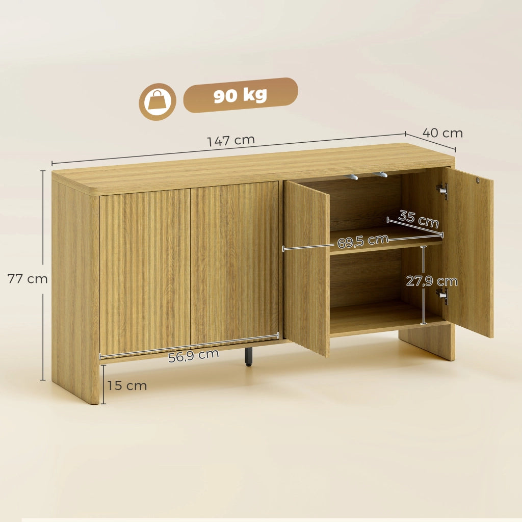 Credenza con 4 ante ¨C Minimal ¨C quercia 147x40x77