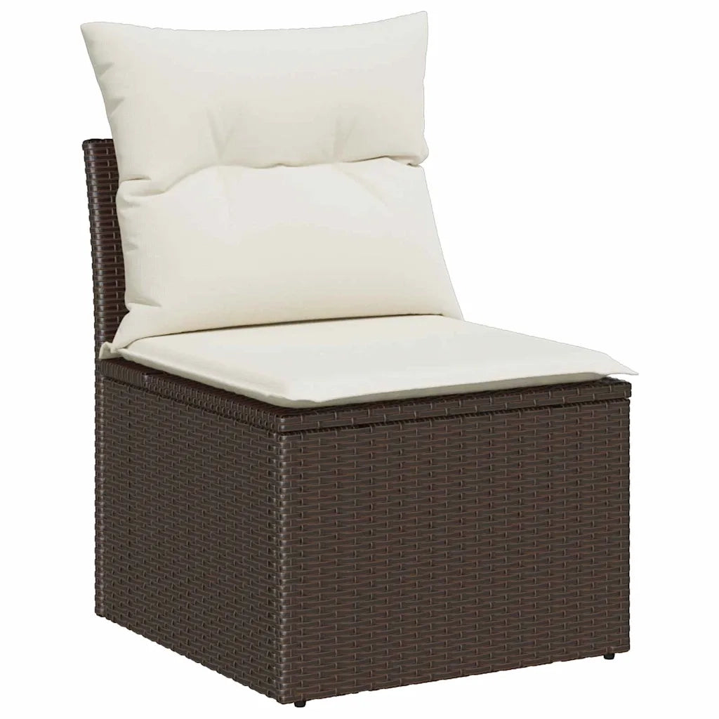 Set Divano da Giardino con cuscino 11 pcs Marrone polyrattan