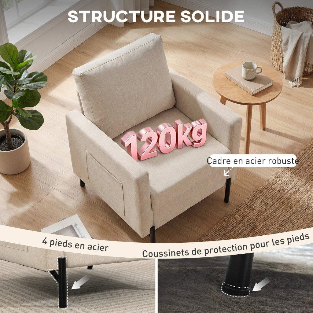 Poltrona ¨C Zephmum ¨C Tessuto Beige 73x77x87