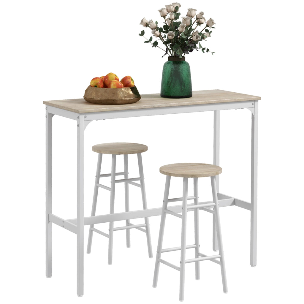Tavolo da cucina con sgabelli ¨C Minimal ¨C Bianco, acciaio, 90x200 cm