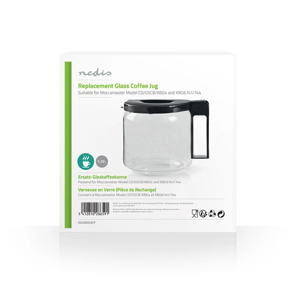 Moccamaster 1,25L Caffettiera con manico ergonomico Nero Nedis