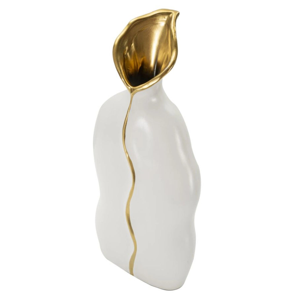 Vaso Decorativo VKH647, Bianco, Ceramica, 16x8x40 cm