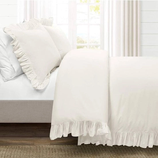 Set di coperte da letto morbide - Ruches romantici - 3 pezzi - Cotone - Kingsize