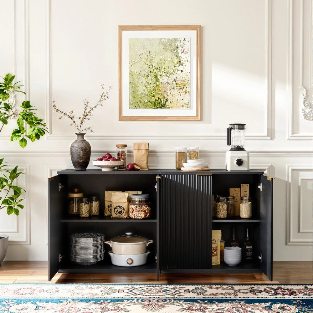 Mobile Contenitore Multiuso ¨C MINIMAL ¨C Nero, Legno Chiaro, 60x30x70